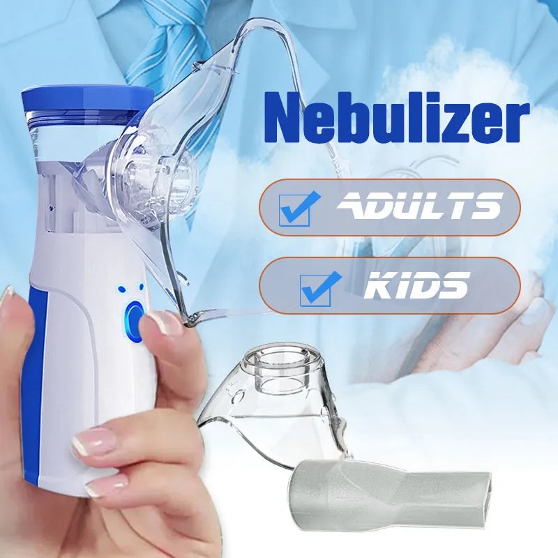 Portable Mesh Nebulizer Machine for Adults & Kids | Rechargeable Medicine Inhaler Nebulizer for Breathing Relief, Cough, Asthma | Masks for Kids & Adults